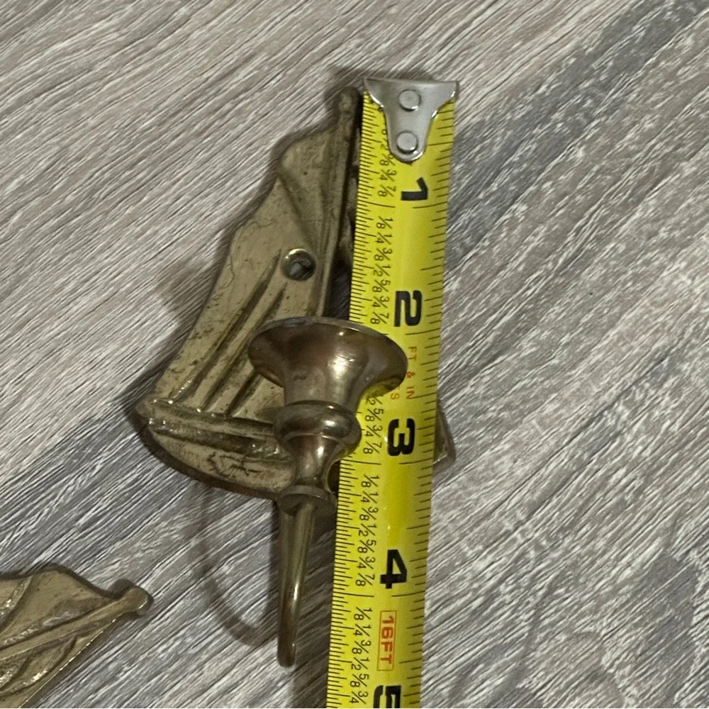 Brass Sailboat Candle Stick Holders Nautical Cottage Home Decor Wall Mounted Pr.